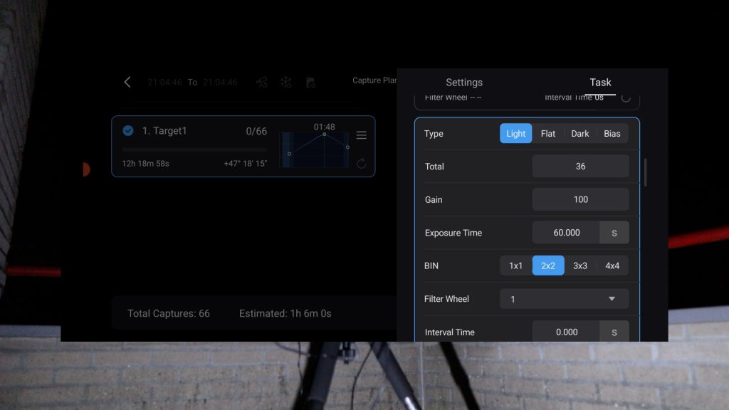 撮影計画のタスク設定